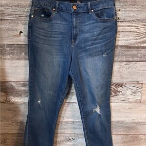 NWT 1822 Denim Women's Distressed Straight Leg Jeans - Blue